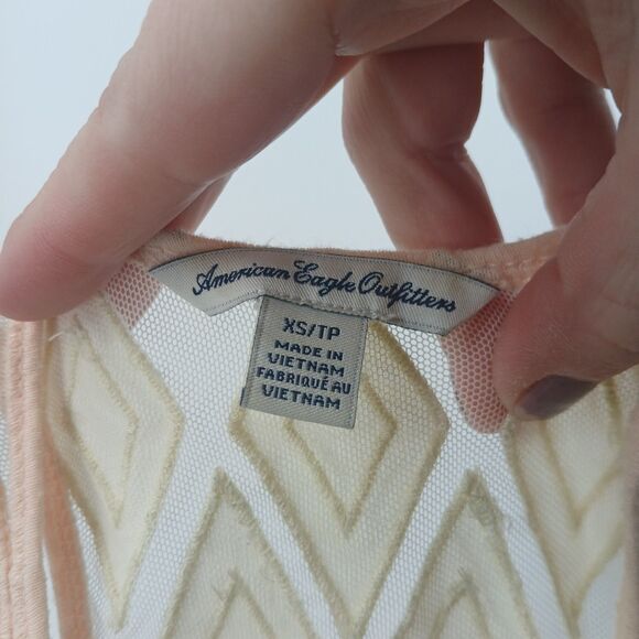 American Eagle Racerback Tank Top Shirt Women's XS Peach Coastal Aesthetic - Picture 6 of 8